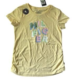 5/$25 Tommy Hilfiger Girl's Yellow Graphic Sequin T-Shirt L Large 12-14 New